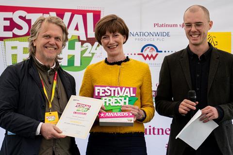 Ali Capper, centre, receives Festival of Fresh 2024 Editor's Award