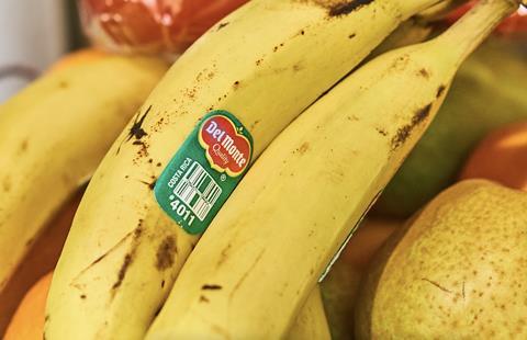 Del Monte Costa Rica banana in fruit bowl closeup Adobe