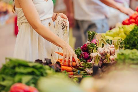 Buying vegetables retailer