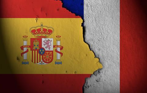 Spain France flags trade