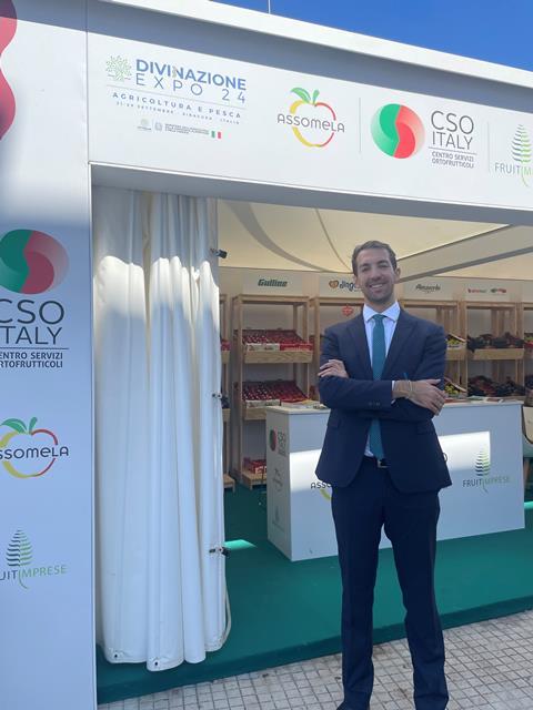 Assomela-Direktor Giovanni Missanelli in Siracusa/Ortigia auf der Divinazione Expo anlässlich des G7-Gipfels der Landwirtschaftsminister.