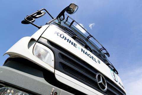 Kuehne and Nagel truck front closeup
