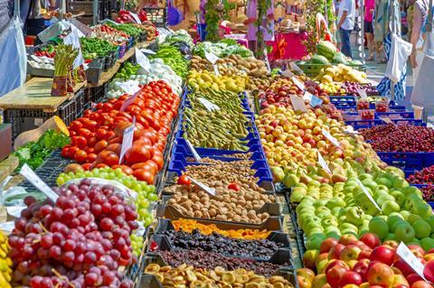Fresh produce market Mallorca Spain Adobe