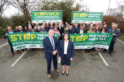 NFU Cymru Council members show their opposition to the UK Government’s family farm tax proposals