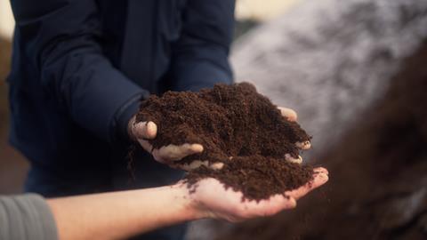 The recycled coir once plastic and plant material has been removed by Overland
