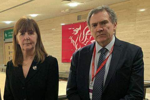 NFU Cymru President Aled Jones (right) met with Welsh Government Rural Affairs Minister Lesley Griffiths (left)