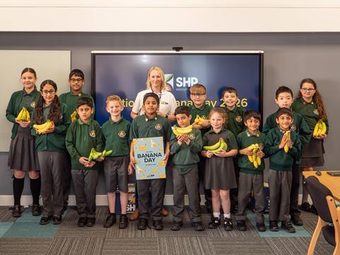 Marlena Chambers from SHP Group with Leagrave Primary School pupils
