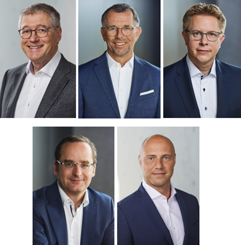 (v.l. oben) Guido Spix, Christian Traumann, Bernd Höpner, Dr. Christian Lau und Dr. Tobias Richter Fotos: Multivac