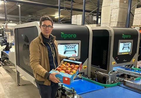 Alexandre Prot of Vergers de Sennevieres with the Aporo machine
