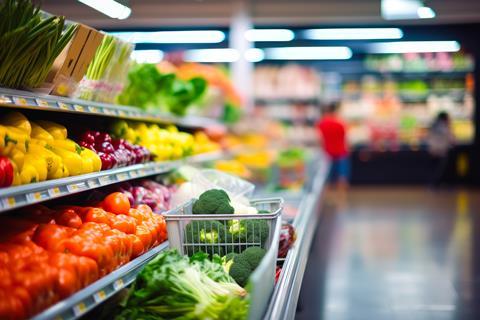 Supermarket fresh produce aisle