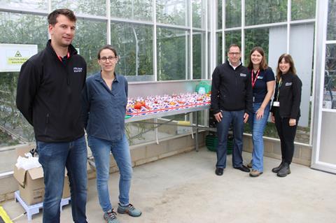 M&S's Jane Phillips (second from left) with members of Thanet Earth at the Centre of Excellence at Hadlow College