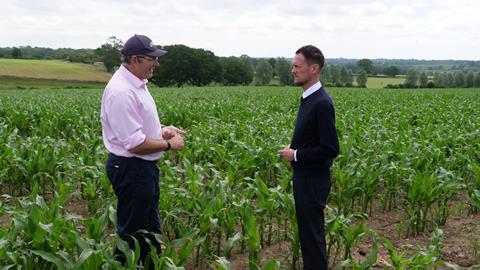 Defra minister Stephen Morgan (R) has visited NFU president Tom Bradshaw