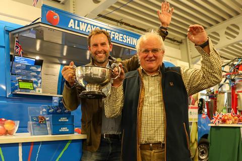 L-r: Charlie Dunn and Peter Chandler celebrate their success at the National Fruit Show 2024