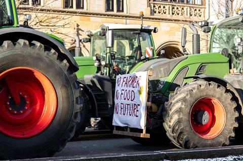 Proteste der Landwirte mit Traktoren