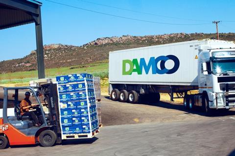 DK Damco lorry cartons loading