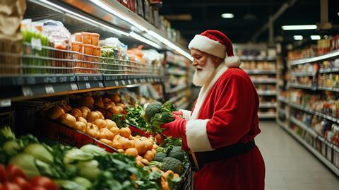 Santa Claus shops for veg AI Adobe Stock