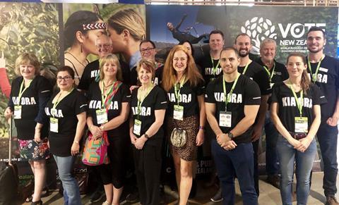 NZ Avocado team and growers during the vote NZ bid campaign at the 2019 World Avocado Congress this week in Medellin, Colombia