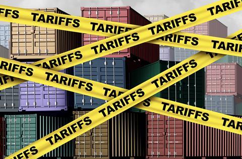 Trade Tariffs containers tape illustration