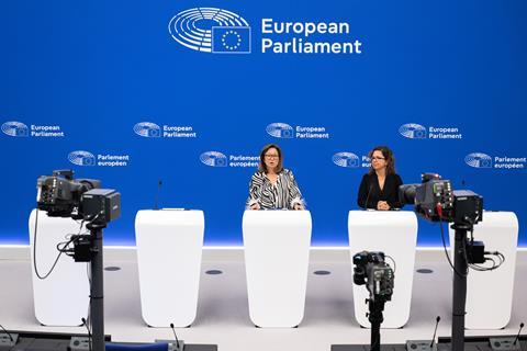 Swedish MEP Jessica Polfjärd speaks at a press conference to discuss the NGT regulation