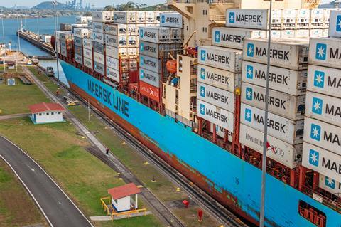 Ship passing through Panama Canal Adobe Stock