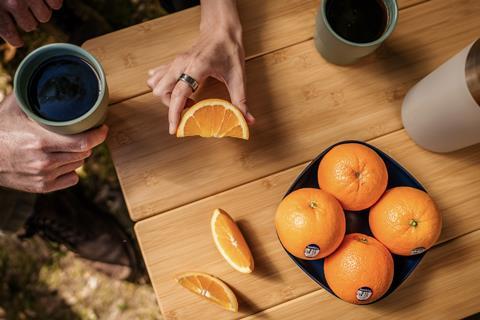 Sunkist oranges on table